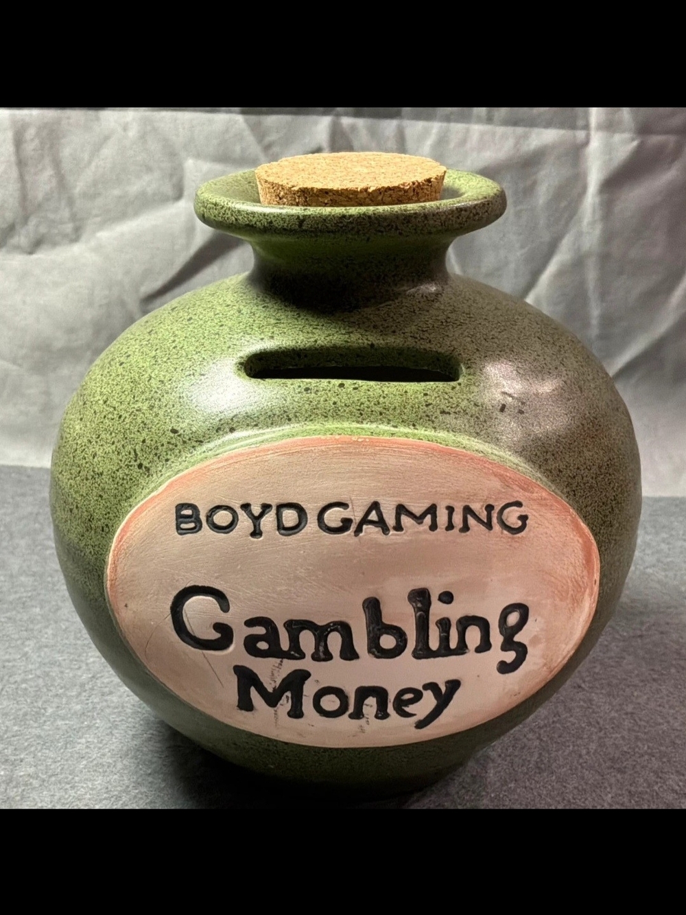 Green Ceramic 'Gambling Money' Piggy Bank